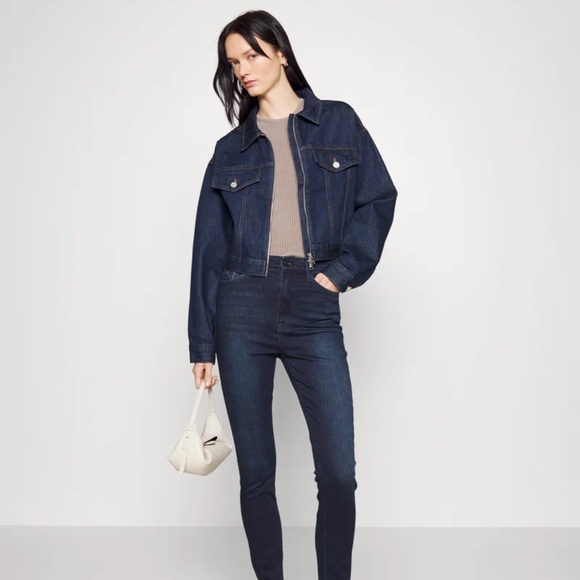 FRAME 
EXPOSED ZIP CROPPED JACKET - DENIM JACKET - Picture 4 of 5